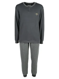 Infioreuomo Pigiama lungo da uomo in cotone interlock - militare