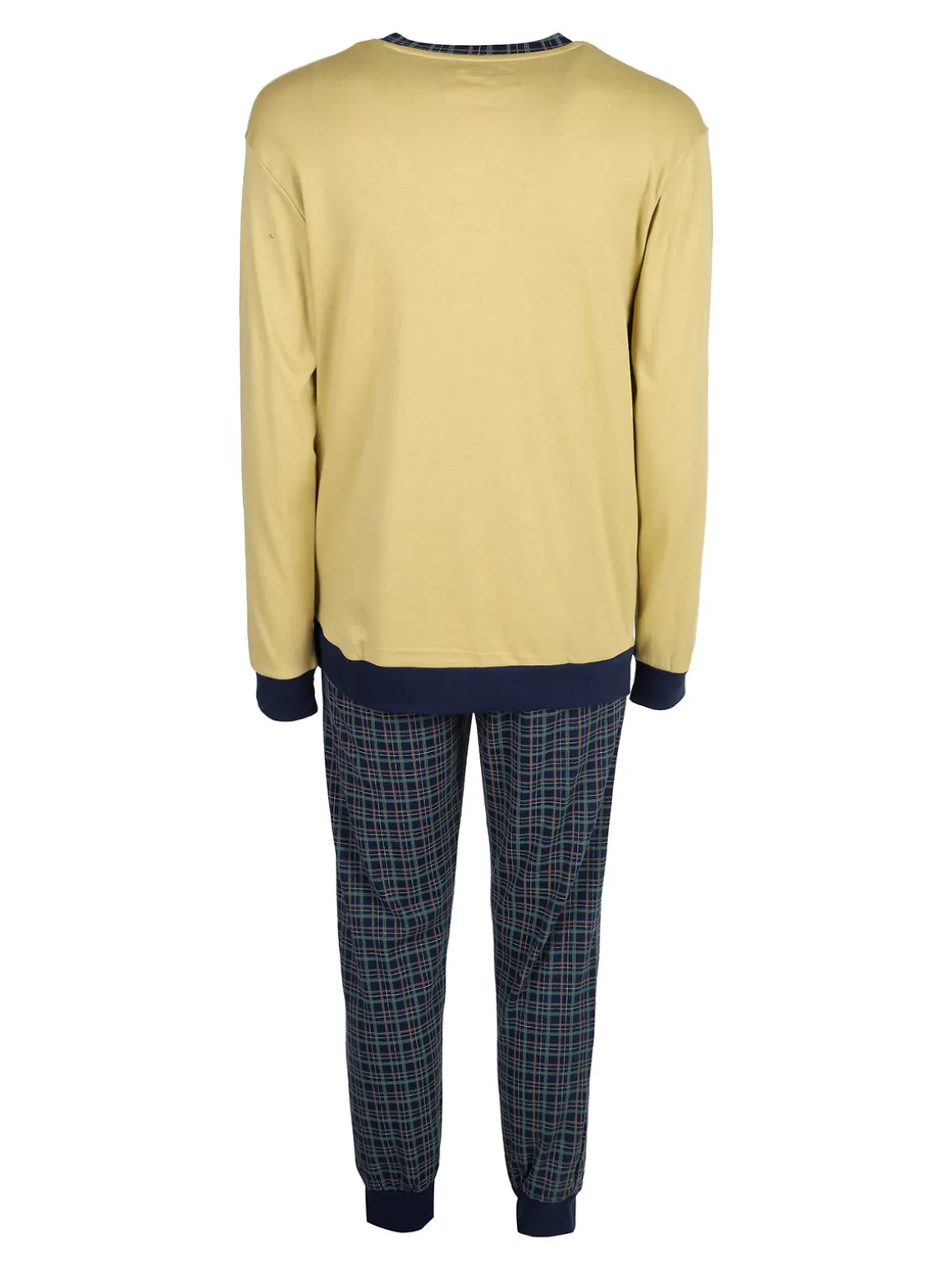 Infioreuomo Pigiama lungo da uomo in cotone interlock - senape
