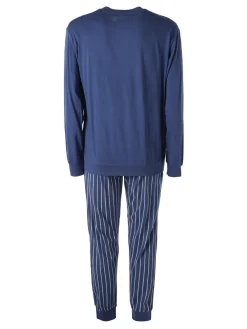 Infioreuomo WORLD TRIP Pigiama lungo da uomo in cotone jersey - blu