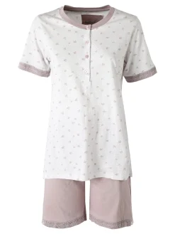 Infiore WILDLOVE Pigiama corto in cotone da donna con t-shirt e shorts - lilla
