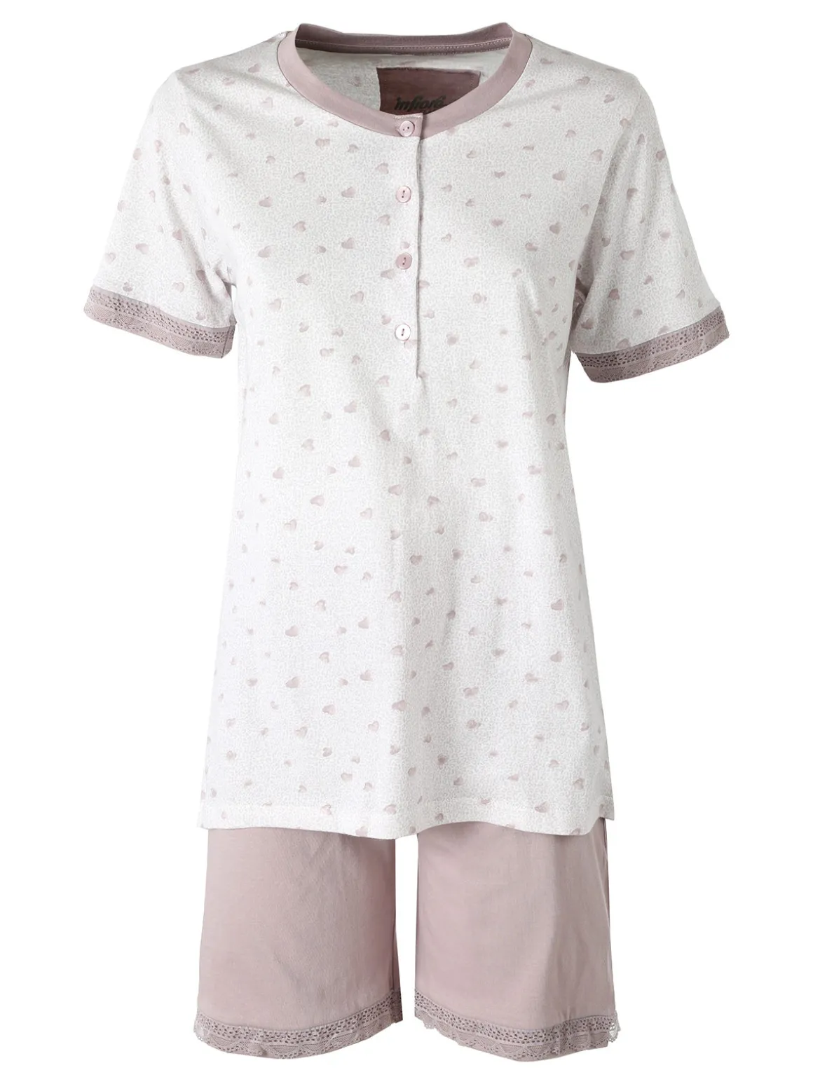 Infiore WILDLOVE Pigiama corto in cotone da donna con t-shirt e shorts - lilla