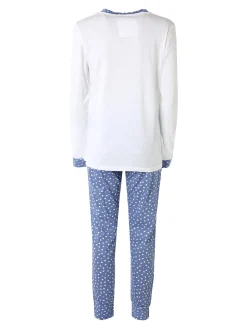Infiore WINNIE Pigiama lungo da donna in cotone con stampe cuori - bianco