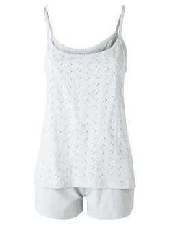 Infiore YOUNG Pigiama corto da donna in cotone con spalline sottili e shorts - ghiaccio