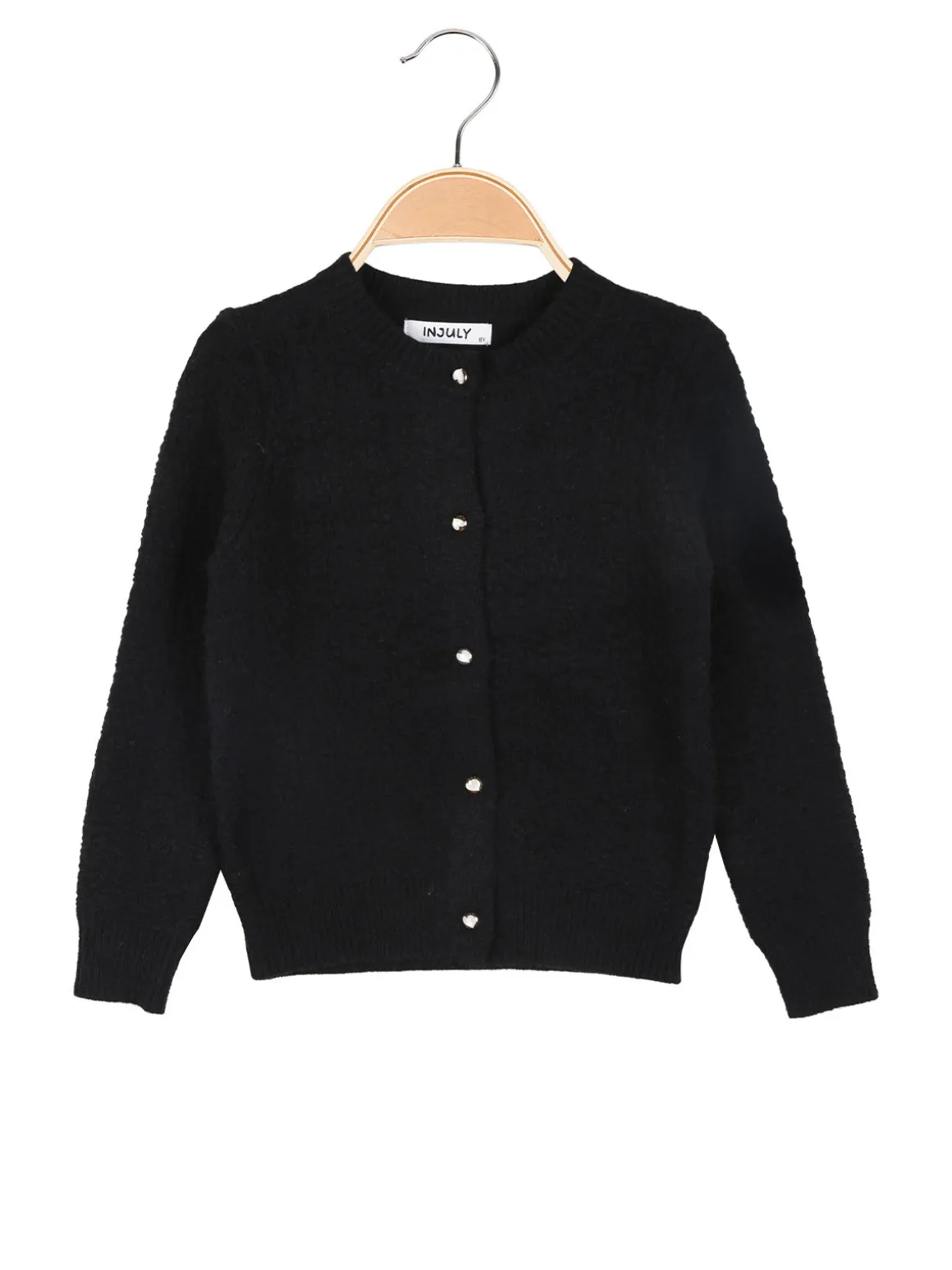 Injuly Cardigan da bambina in maglia con bottoni - nero