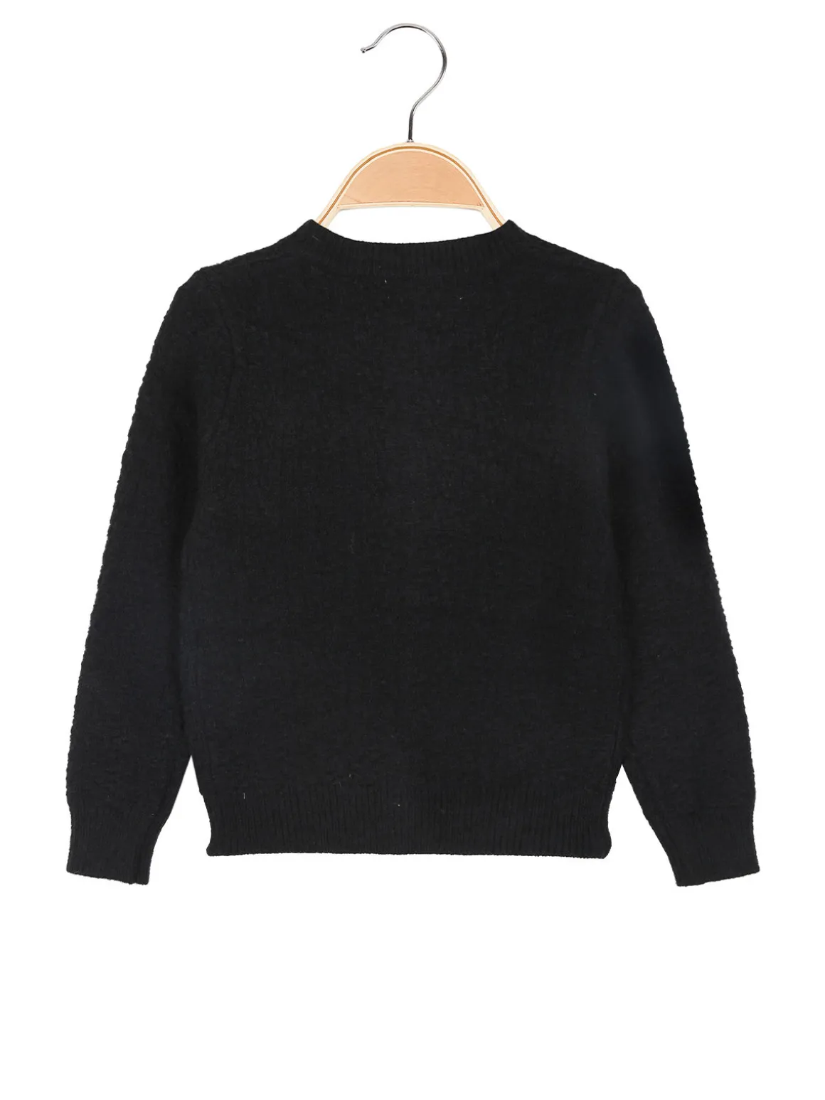 Injuly Cardigan da bambina in maglia con bottoni - nero