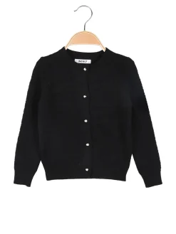 Injuly Cardigan da bambina in maglia con bottoni - nero