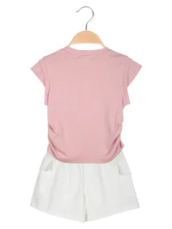 Injuly Completo corto da bambina con t-shirt e shorts con tasconi laterali