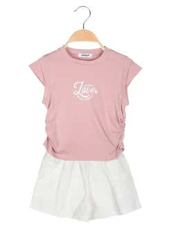 Injuly Completo corto da bambina con t-shirt e shorts con tasconi laterali