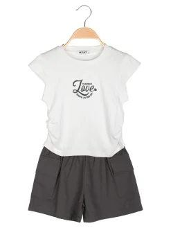 Injuly Completo corto da bambina con t-shirt e shorts con tasconi laterali