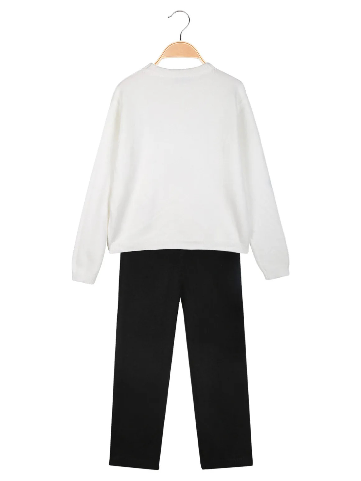 Injuly Completo 2 pezzi da bambina in maglia con ricami - bianco