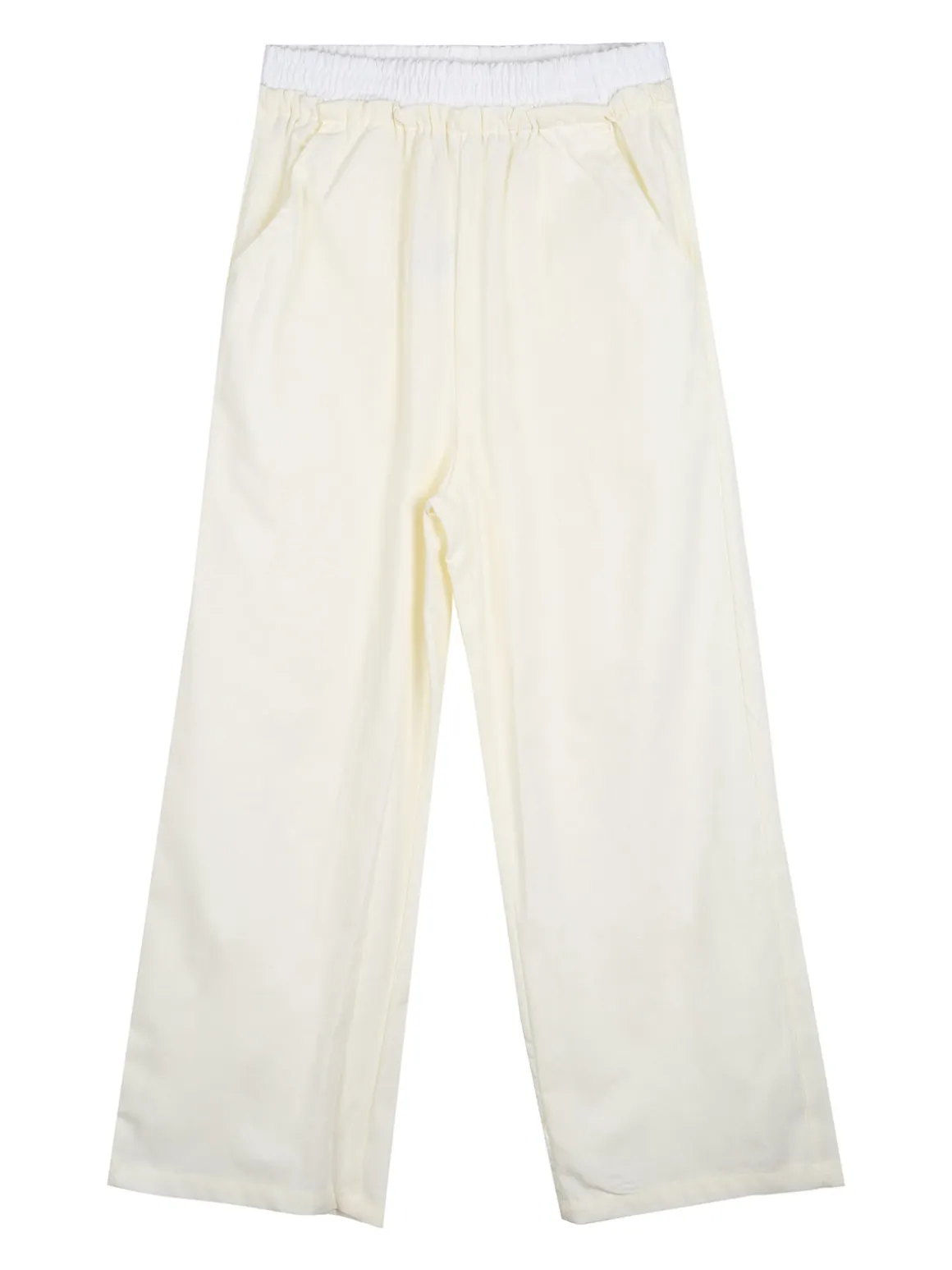 Injuly Completo 3 pezzi da bambina con top traforato e pantaloni misto lino - beige