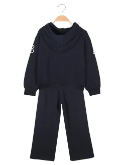 Injuly Completo 2 pezzi da bambina con cappuccio e strass - blu scuro