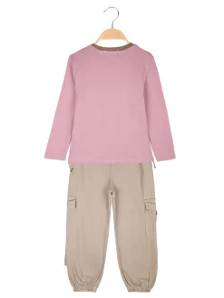 Injuly Completo 2 pezzi da bambina maglietta + pantaloni con tasconi