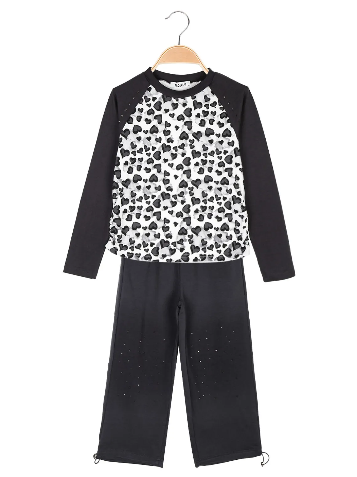 Injuly Completo 2 pezzi da bambina con maglietta stampata e pantaloni a zampa