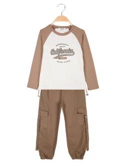 Injuly Completo 2 pezzi da ragazza maglietta + pantaloni con tasconi