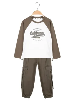 Injuly Completo 2 pezzi da ragazza maglietta + pantaloni con tasconi