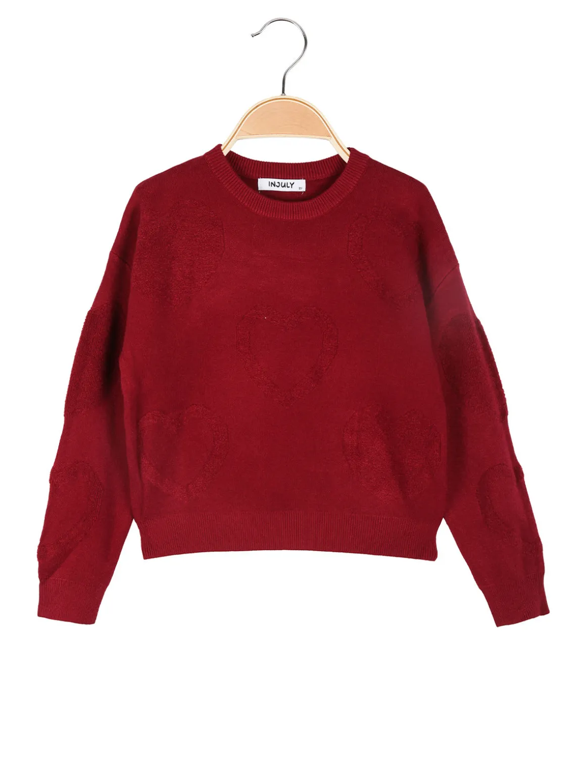 Injuly Maglione da bambina cuori - bianco