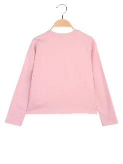 Injuly T-shirt da bambina in cotone a maniche lunghe con stampa - rosa