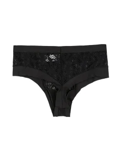 Intimami Brasiliana alta con pizzo in cotone bielastico - nero