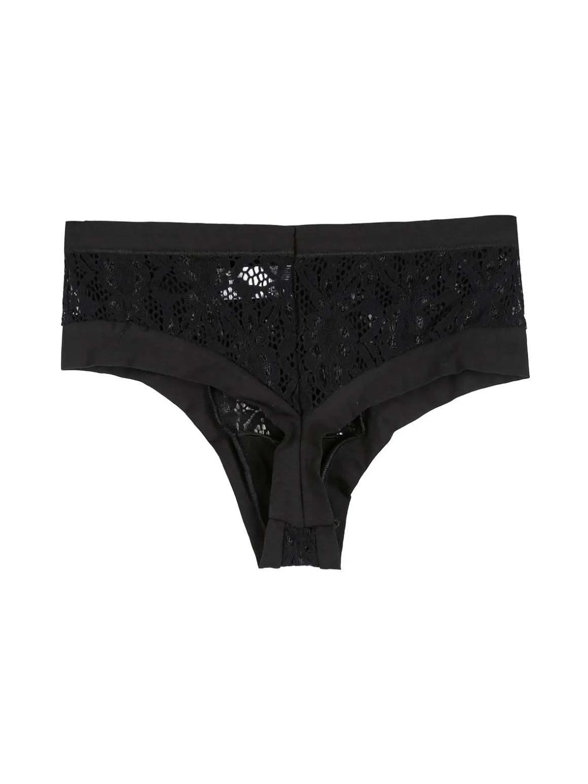 Intimami Brasiliana alta con pizzo in cotone bielastico - nero