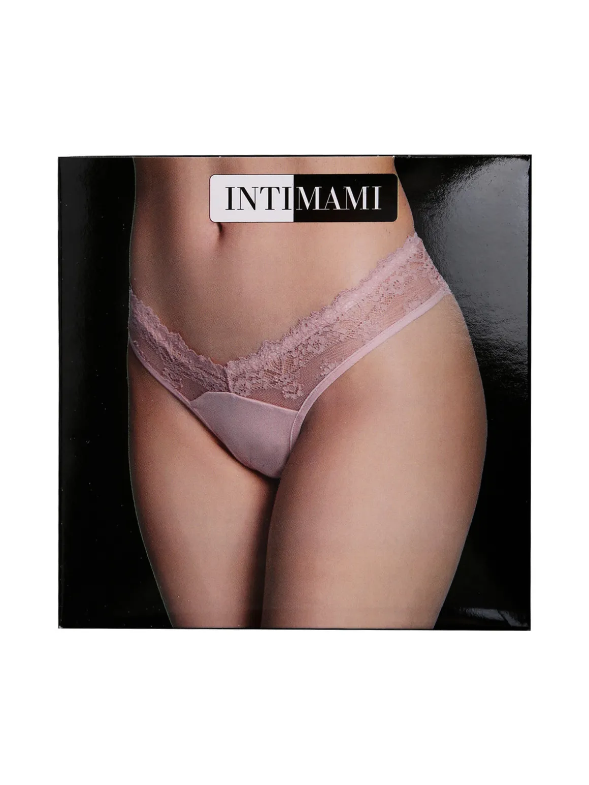Intimami Brasiliana donna con pizzo in cotone bielastico - nero