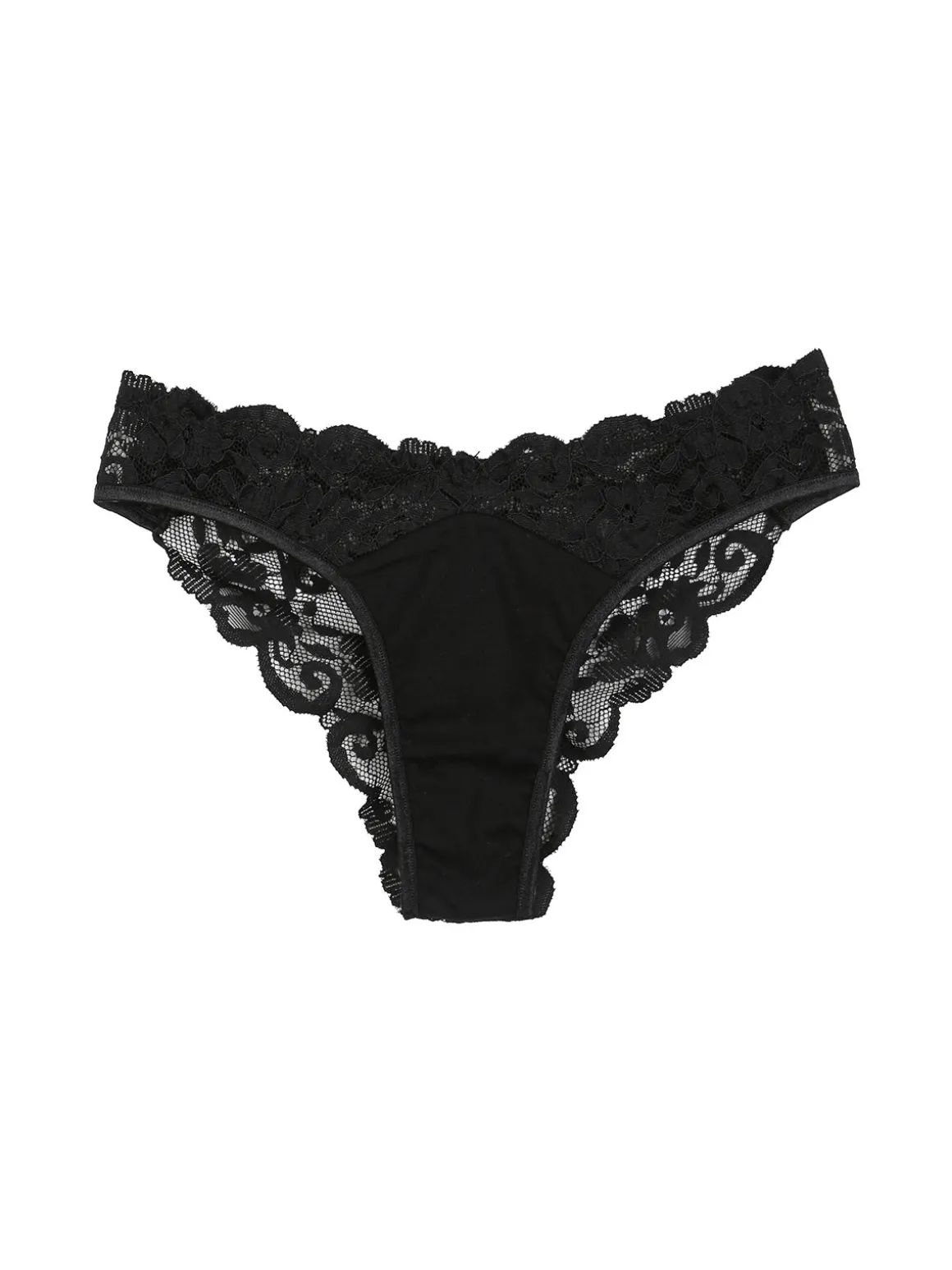Intimami Brasiliana donna con pizzo in cotone bielastico - nero