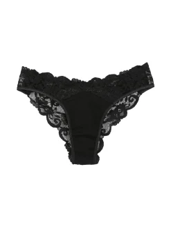 Intimami Brasiliana donna con pizzo in cotone bielastico - nero