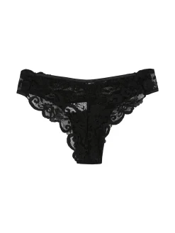 Intimami Brasiliana donna con pizzo in cotone bielastico - nero