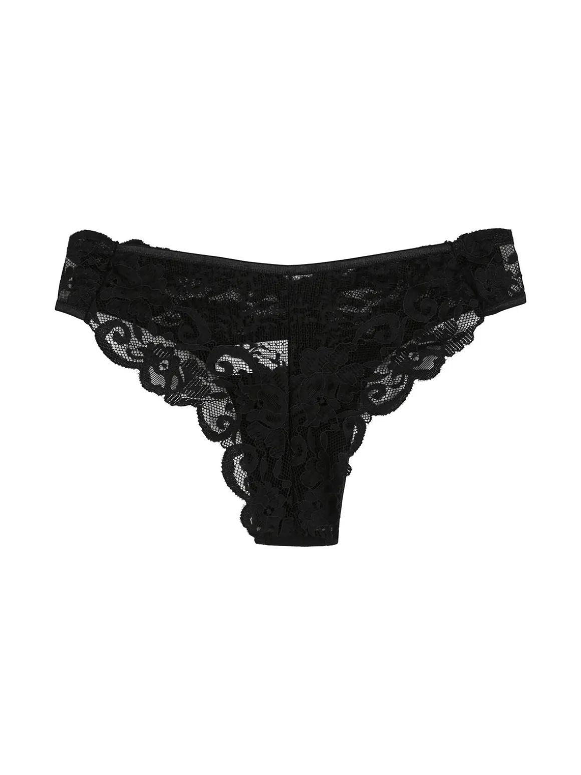 Intimami Brasiliana donna con pizzo in cotone bielastico - nero