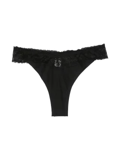 Intimami Brasiliana in cotone bielastico con pizzo - nero