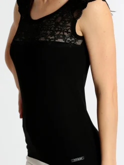 Intimami Canotta a spalla larga con pizzo nero