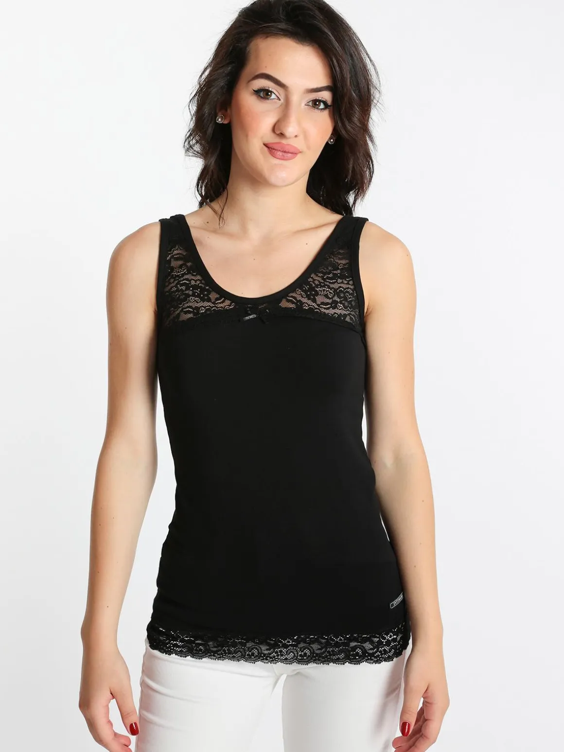 Intimami Canotta nera con pizzo
