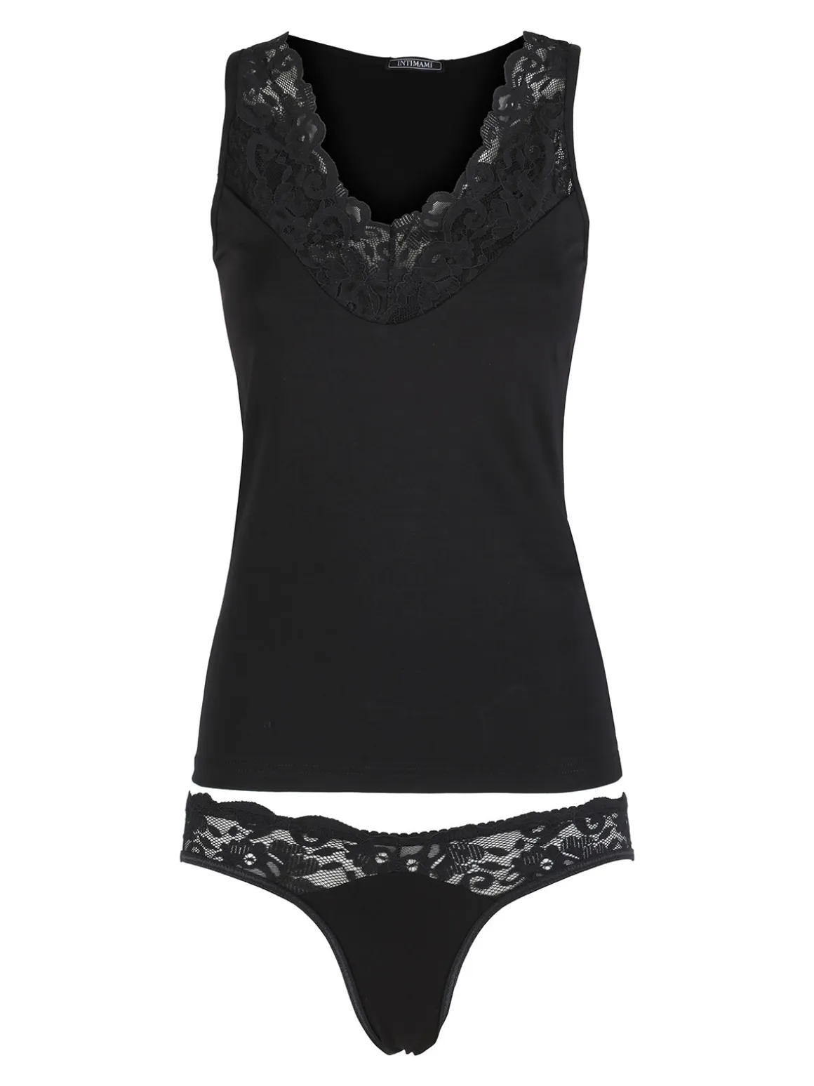 Intimami Coordinato intimo donna in pizzo con top e brasiliana - nero