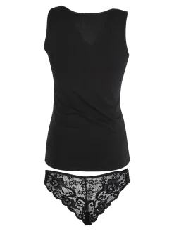 Intimami Coordinato intimo donna in pizzo con top e brasiliana - nero