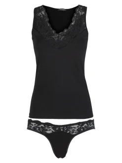 Intimami Coordinato intimo donna in pizzo con top e brasiliana - nero