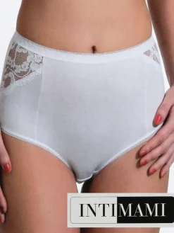 Intimami Culotte bianche in cotone con pizzo