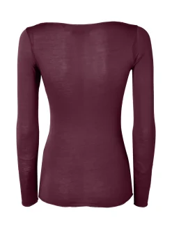 Intimami Maglia donna a maniche lunghe in misto lana con scollo a barca - bordeaux