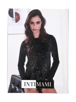 Intimami Maglia donna a maniche lunghe in ciniglia con inserti in tulle - bronzo