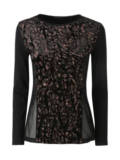 Intimami Maglia donna a maniche lunghe in ciniglia con inserti in tulle - bronzo