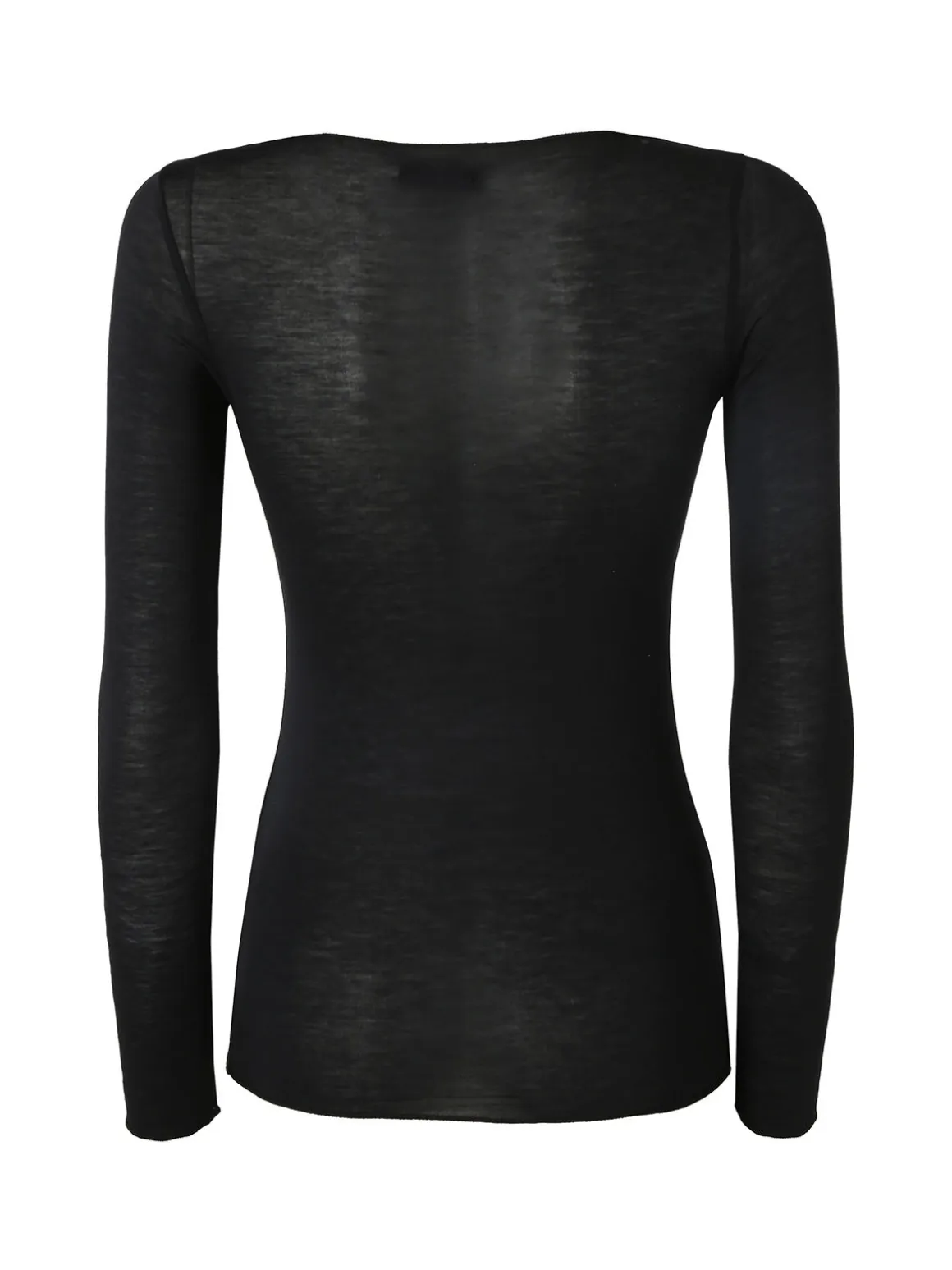 Intimami Maglia donna a maniche lunghe in misto lana con scollo a barca - nero