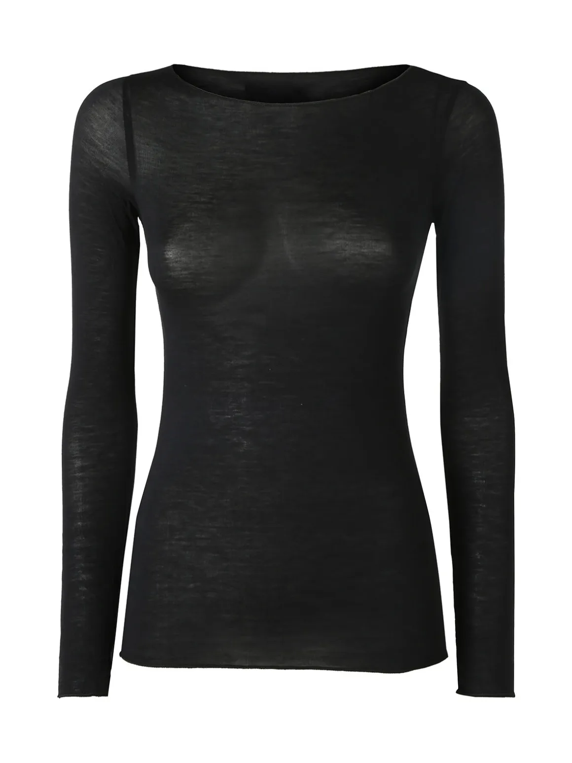 Intimami Maglia donna a maniche lunghe in misto lana con scollo a barca - nero