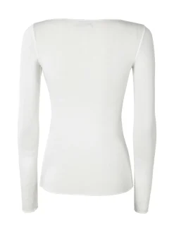 Intimami Maglia donna a maniche lunghe in misto lana con scollo a barca - panna