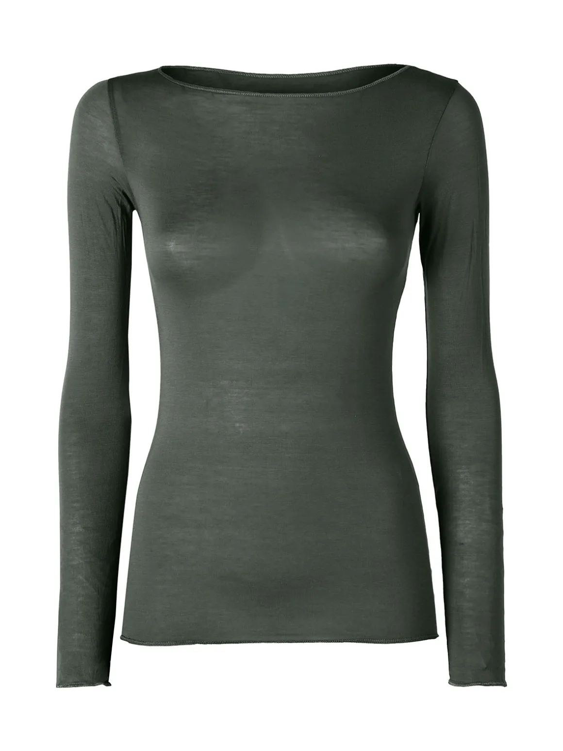 Intimami Maglia donna a maniche lunghe in misto lana con scollo a barca - verde