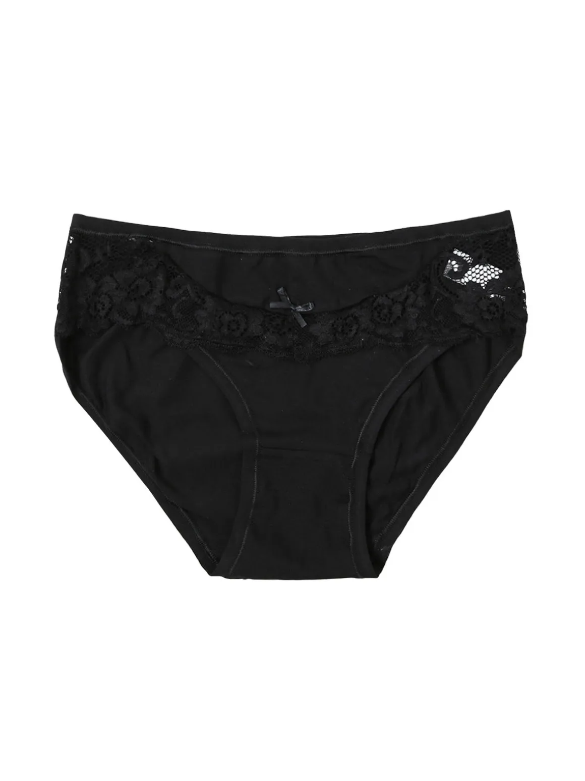 Intimami Slip donna in cotone bielastico con pizzo - nero