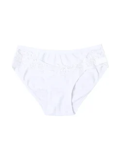 Intimami Slip donna in cotone bielastico con pizzo - bianco