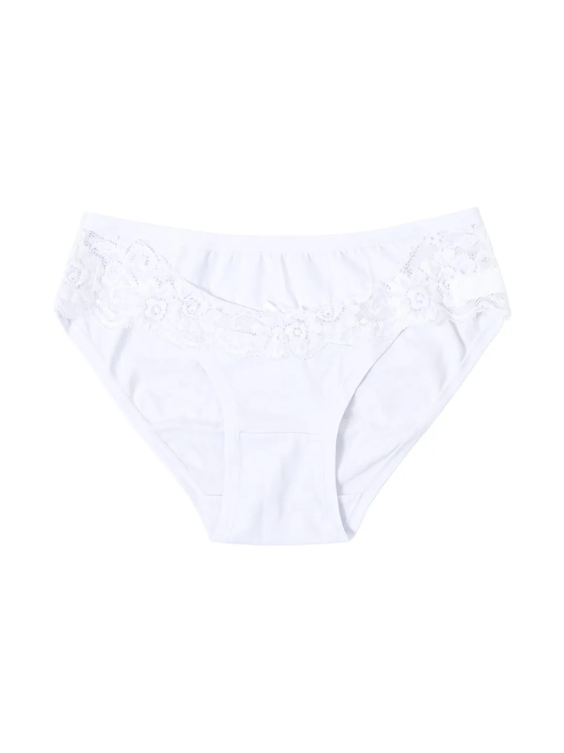 Intimami Slip donna in cotone bielastico con pizzo - bianco