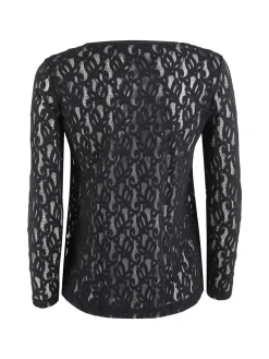 Intimami Top donna a maniche lunghe con pizzo - nero