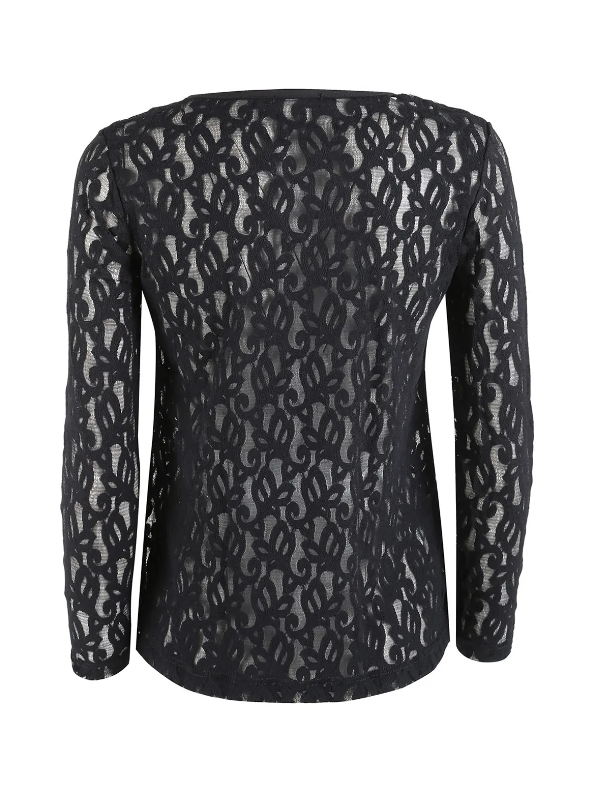 Intimami Top donna a maniche lunghe con pizzo - nero