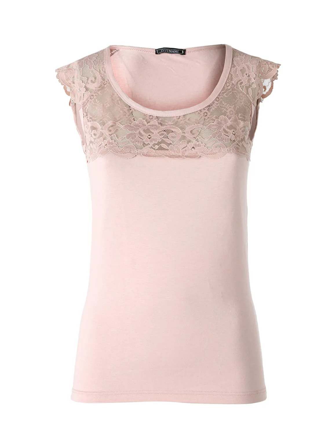 Intimami Top donna a spalla larga con scollo in pizzo - rosa
