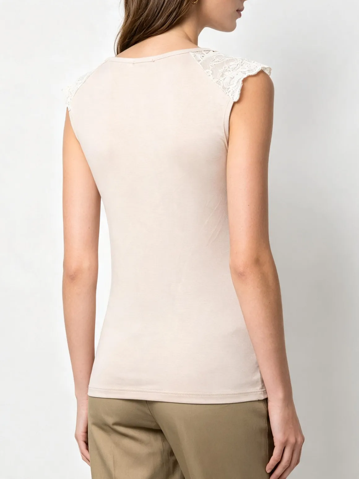 Intimami Top donna a spalla larga con scollo in pizzo - nudo